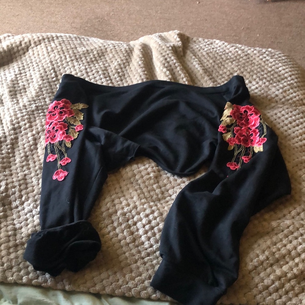 Drop shoulder extreme cut crop top